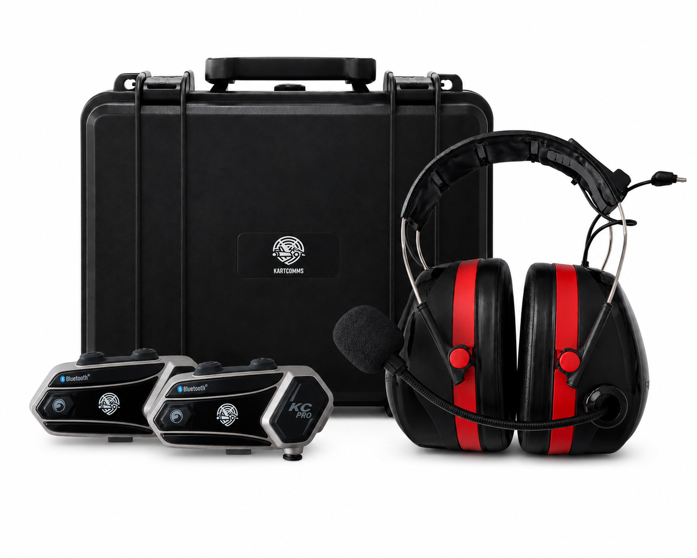 KartComms Premium Kit – Headset, zwei KC-PRO Module und Schutzkoffer